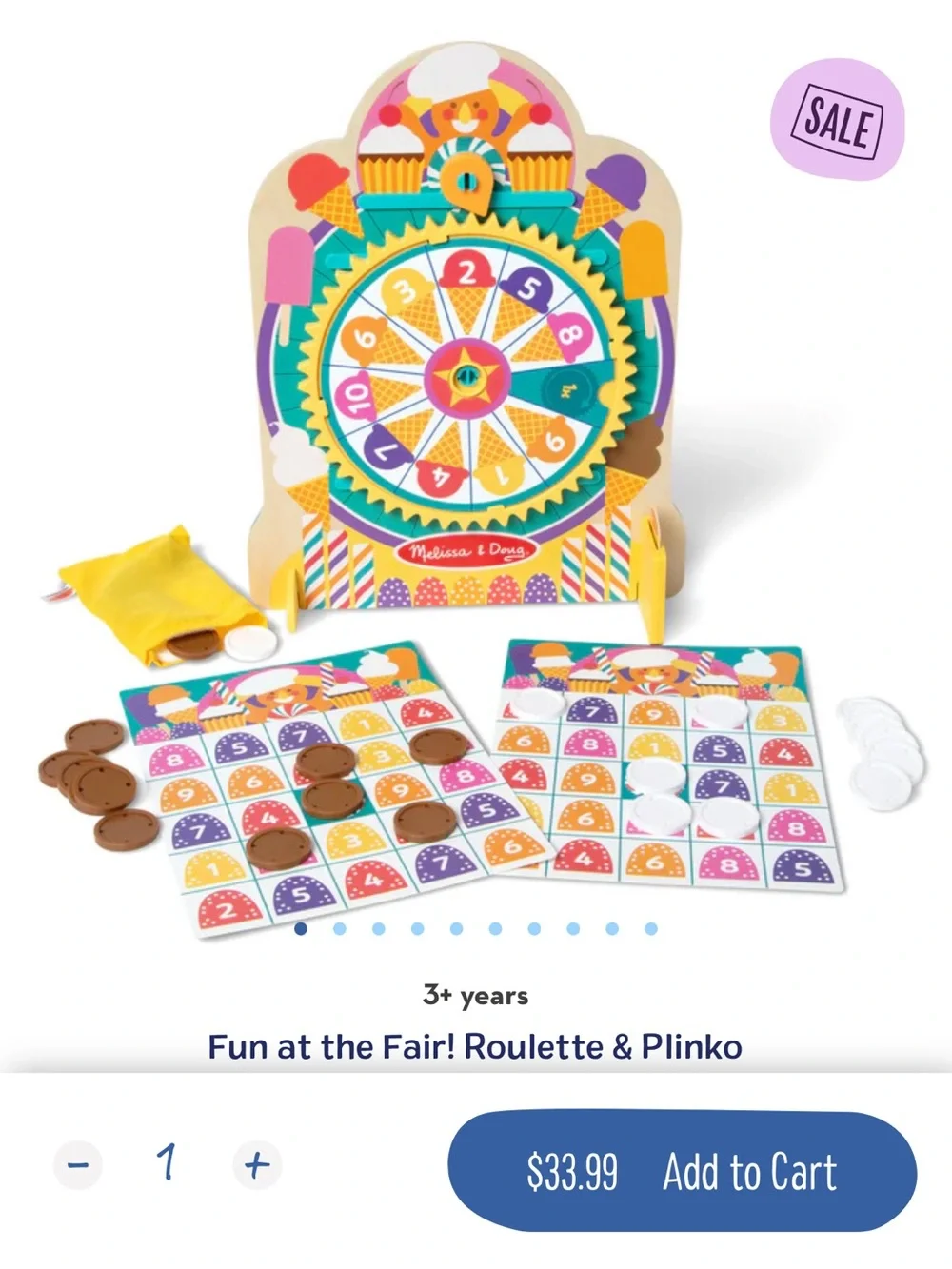 Melissa & Doug Fun at Fair Roulette & Plinko Colorful Carnival Spinner Game